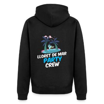 Lloret De Mar Party Crew - Unisex Premium Bio Zip Hoodie - Schwarz - Hinten - Nico (187cm)