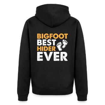 Bigfoot Best Hider Ever - Sasquatch - Unisex Premium Organic Zip Hoodie - black - Back - Nico (187cm)