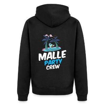 Malle Party Crew - Unisex Premium Bio Zip Hoodie - Schwarz - Hinten - Nico (187cm)