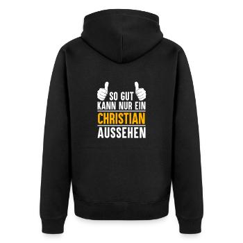 Christian Vorname Name Geschenk - Unisex Premium Bio Zip Hoodie - Schwarz - Hinten - Nico (187cm)