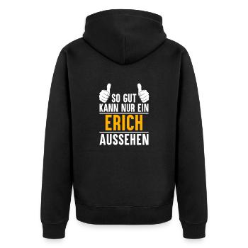 Erich Vorname Name Geschenk - Unisex Premium Bio Zip Hoodie - Schwarz - Hinten - Nico (187cm)