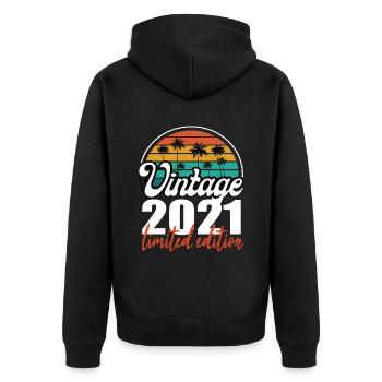Vintage Geburtstag Geburtstag Retro 2021 Limited - Unisex Premium Bio Zip Hoodie - Schwarz - Hinten - Nico (187cm)
