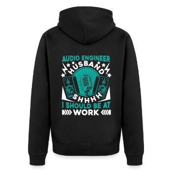 Tontechniker Sound Audio Engineer - Unisex Premium Bio Zip Hoodie - Schwarz - Hinten - Nico (187cm)