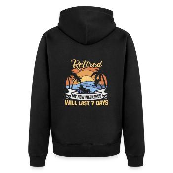 Retirement Gift idea Pensioner Work colleague - Unisex Premium Organic Zip Hoodie - black - Back - Nico (187cm)