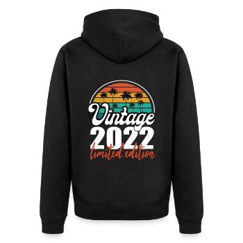Vintage Geburtstag Geburtstag Retro 2022 Limited - Unisex Premium Bio Zip Hoodie - Schwarz - Hinten - Nico (187cm)