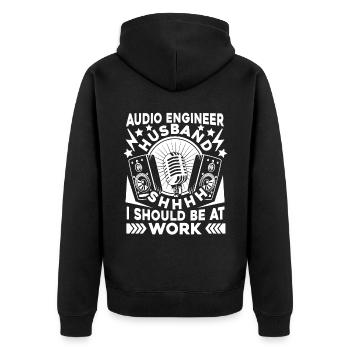 Tontechniker Sound Audio Engineer - Unisex Premium Bio Zip Hoodie - Schwarz - Hinten - Nico (187cm)
