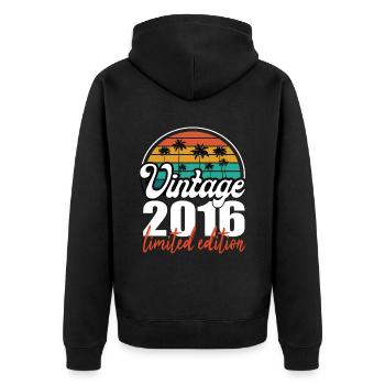Vintage Geburtstag Geburtstag Retro 2016 Limited - Unisex Premium Bio Zip Hoodie - Schwarz - Hinten - Nico (187cm)