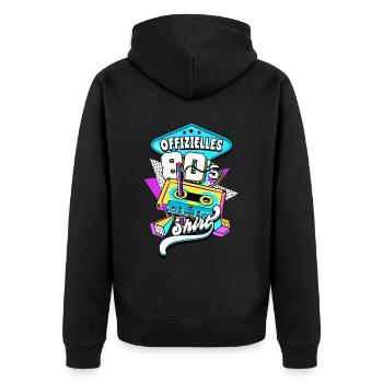 80er Jahre Offizielles 80s - Unisex Premium Bio Zip Hoodie - Schwarz - Hinten - Nico (187cm)