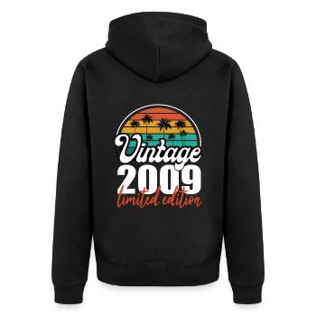 Vintage Anniversaire Anniversaire Rétro 2009 Limité - Veste à capuche bio Premium Unisexe - noir - Dos - Nico (187cm)