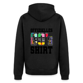 80er Jahre Offizielles 80s - Unisex Premium Bio Zip Hoodie - Schwarz - Hinten - Nico (187cm)