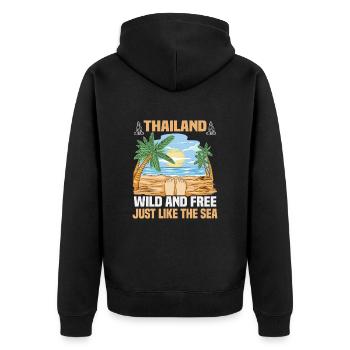 Thaïlande Beach Holiday by the Sea Design Beach Motif - Veste à capuche bio Premium Unisexe - noir - Dos - Nico (187cm)