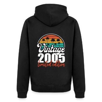 Vintage Geburtstag Geburtstag Retro 2005 Limited - Unisex Premium Bio Zip Hoodie - Schwarz - Hinten - Nico (187cm)