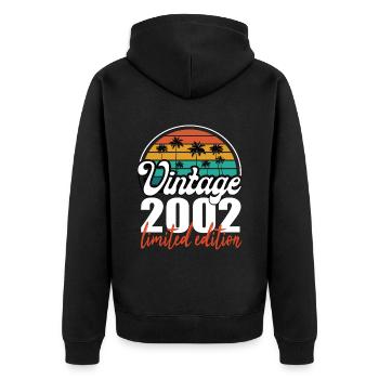 Vintage Geburtstag Geburtstag Retro 2002 Limited - Unisex Premium Bio Zip Hoodie - Schwarz - Hinten - Nico (187cm)