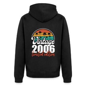 Vintage Geburtstag Geburtstag Retro 2006 Limited - Unisex Premium Bio Zip Hoodie - Schwarz - Hinten - Nico (187cm)