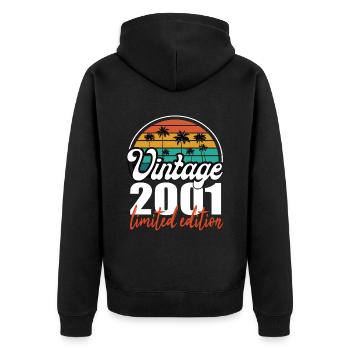 Vintage Geburtstag Geburtstag Retro 2001 Limited - Unisex Premium Bio Zip Hoodie - Schwarz - Hinten - Nico (187cm)