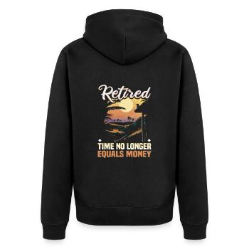 Pensionierung Geschenkidee Rente Arbeitskollege - Unisex Premium Bio Zip Hoodie - Schwarz - Hinten - Nico (187cm)