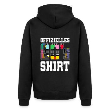 80er Jahre Offizielles 80s - Unisex Premium Bio Zip Hoodie - Schwarz - Hinten - Nico (187cm)