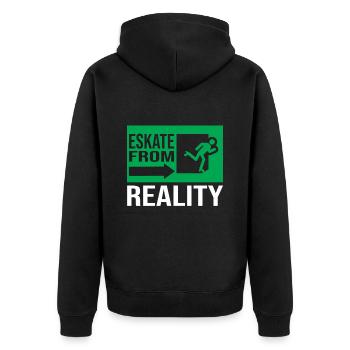 Skaters Eskate From Reality - Fun Rollerskate - Unisex Premium Bio Zip Hoodie - Schwarz - Hinten - Nico (187cm)