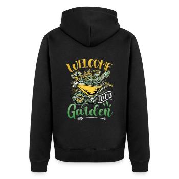 Welcome To My Garden - Gartenarbeit - Unisex Premium Bio Zip Hoodie - Schwarz - Hinten - Nico (187cm)