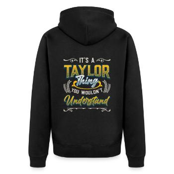 Es ist eine Taylor-Sache, die Sie nicht verstehen. - Unisex Premium Bio Zip Hoodie - Schwarz - Hinten - Nico (187cm)