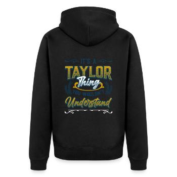 Es ist eine Taylor-Sache, die Sie nicht verstehen. - Unisex Premium Bio Zip Hoodie - Schwarz - Hinten - Nico (187cm)