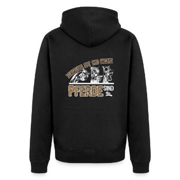 Zuhause ist wo meine Pferde sind Reiten Reiter - Unisex Premium Bio Zip Hoodie - Schwarz - Hinten - Nico (187cm)