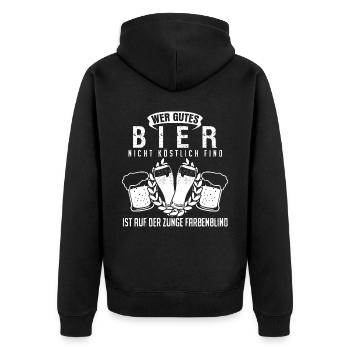 Bierbrauer Brauerei Hopfen Bier - Unisex Premium Bio Zip Hoodie - Schwarz - Hinten - Nico (187cm)
