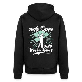 Trockenbau Opa Trockenbauer Opas - Unisex Premium Bio Zip Hoodie - Schwarz - Hinten - Nico (187cm)