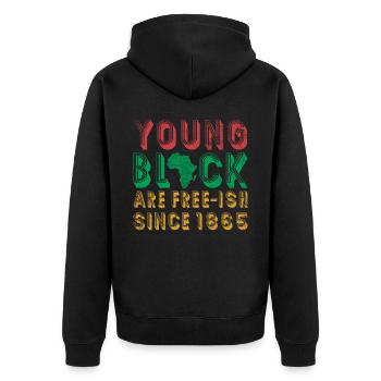 Young blacks have been free of pride since 1865 - Unisex Premium Organic Zip Hoodie - black - Back - Nico (187cm)