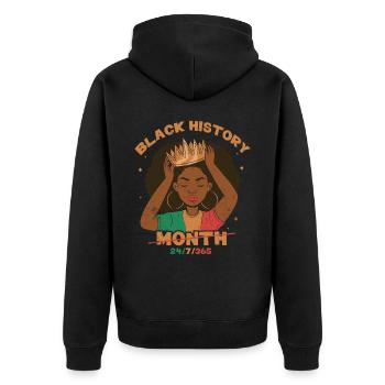 Mois de l’histoire des Noirs 24/7/365 pour Pride African - Veste à capuche bio Premium Unisexe - noir - Dos - Nico (187cm)