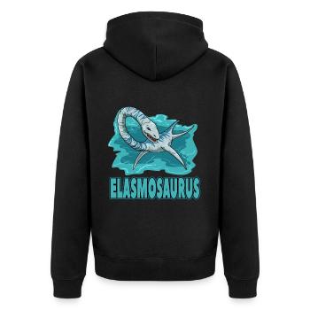 Elasmosaurus für einen Dino Fan und Dinosaurier - Unisex Premium Bio Zip Hoodie - Schwarz - Hinten - Nico (187cm)