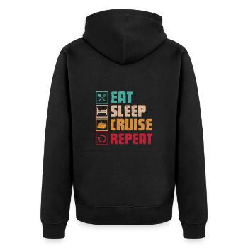 Kreuzfahrt - Unisex Premium Bio Zip Hoodie - Schwarz - Hinten - Nico (187cm)