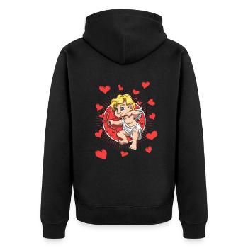 Liebesengel Zeichen der Liebe Romantik Geschenk - Unisex Premium Bio Zip Hoodie - Schwarz - Hinten - Nico (187cm)