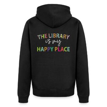 La bibliothèque est mon endroit heureux professeur de bibliothécaire - Veste à capuche bio Premium Unisexe - noir - Dos - Nico (187cm)