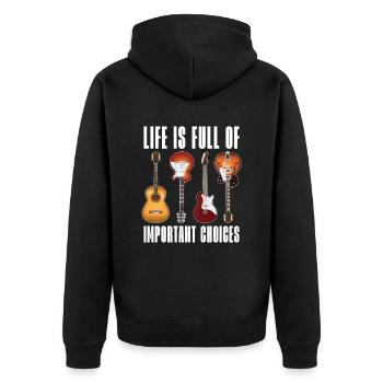 Das Leben Ist Voller Wichtiger Entscheidungen - Unisex Premium Bio Zip Hoodie - Schwarz - Hinten - Nico (187cm)