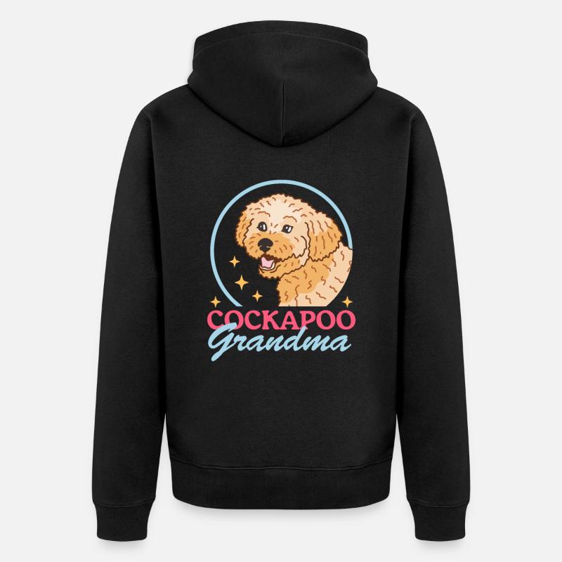 Cockapoo Grandma Hunde Hundebesitzer Geschenk - Unisex Premium Bio Zip Hoodie - Schwarz