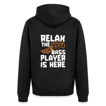 Entspannen Sie Sich, Der Bassist Ist Hier - Unisex Premium Bio Zip Hoodie - Schwarz - Hinten - Nico (187cm)