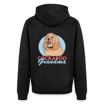 Cockapoo Grandma Hundebesitzer Hunde Geschenk - Unisex Premium Bio Zip Hoodie - Schwarz - Hinten - Nico (187cm)