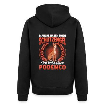 Podenco mein Schutzengel spanischer Podenco - Unisex Premium Bio Zip Hoodie - Schwarz - Hinten - Nico (187cm)