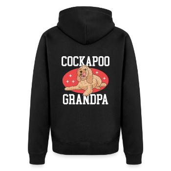 Cockapoo Grandpa | Hunde Hundebesitzer Geschenk - Unisex Premium Bio Zip Hoodie - Schwarz - Hinten - Nico (187cm)