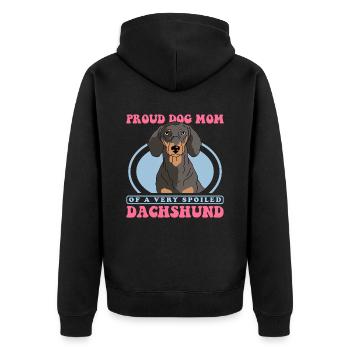 Dachshund Mom | Dackel Hundebesitzer Geschenk - Unisex Premium Bio Zip Hoodie - Schwarz - Hinten - Nico (187cm)