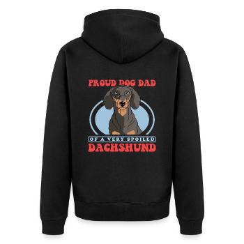 Dachshund Dad | Dackel Hundebesitzer Geschenk - Unisex Premium Bio Zip Hoodie - Schwarz - Hinten - Nico (187cm)