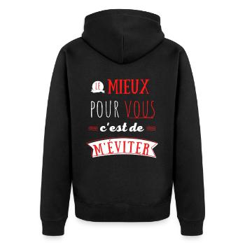 Le mieux pour vous c'est de m'éviter - Veste à capuche bio Premium Unisexe - noir - Dos - Nico (187cm)