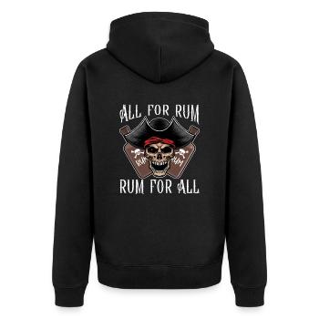 Alle für Rum Rum für alle Piraten Rum-Liebhaber - Unisex Premium Bio Zip Hoodie - Schwarz - Hinten - Nico (187cm)