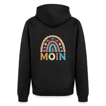 Moin Anker Plattdeutsch Norddeutsch Moin Geschenk - Unisex Premium Bio Zip Hoodie - Schwarz - Hinten - Nico (187cm)