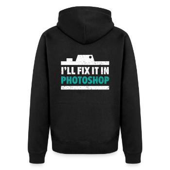 Ich werde es in Photoshop Resolution Photographer beheben - Unisex Premium Bio Zip Hoodie - Schwarz - Hinten - Nico (187cm)