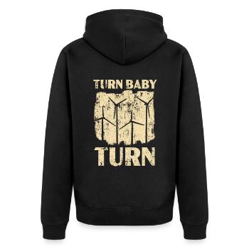 Turn Baby Turn Wind Renewable Energy Windmill - Unisex Premium Organic Zip Hoodie - black - Back - Nico (187cm)