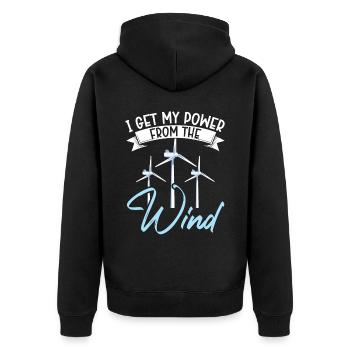 Je tire mon énergie de l’énergie renouvelable éolienne - Veste à capuche bio Premium Unisexe - noir - Dos - Nico (187cm)