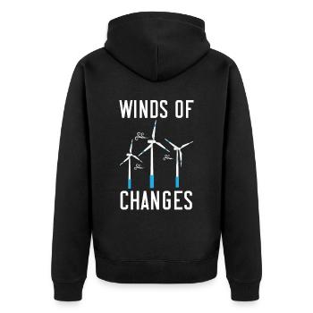 Winds Of Change Renewable Energy Windtech Windmill - Unisex Premium Organic Zip Hoodie - black - Back - Nico (187cm)