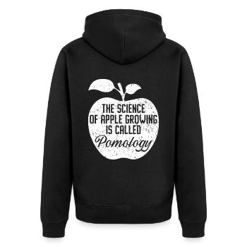 The Science Of Apple Growing Is Called Pomology - Unisex Premium Organic Zip Hoodie - black - Back - Nico (187cm)